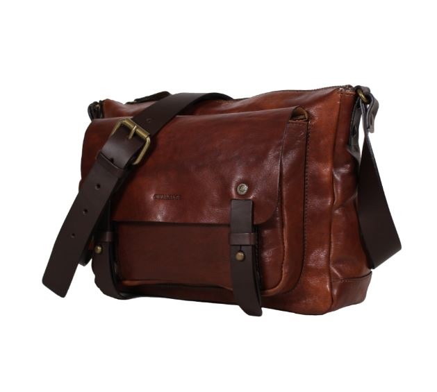 Chiarugi Cartella Messanger Buvik Old Tuscany Pelle Pieno Fiore - immagine 2