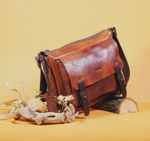 Chiarugi Cartella Messanger Buvik Old Tuscany Pelle Pieno Fiore - immagine 5