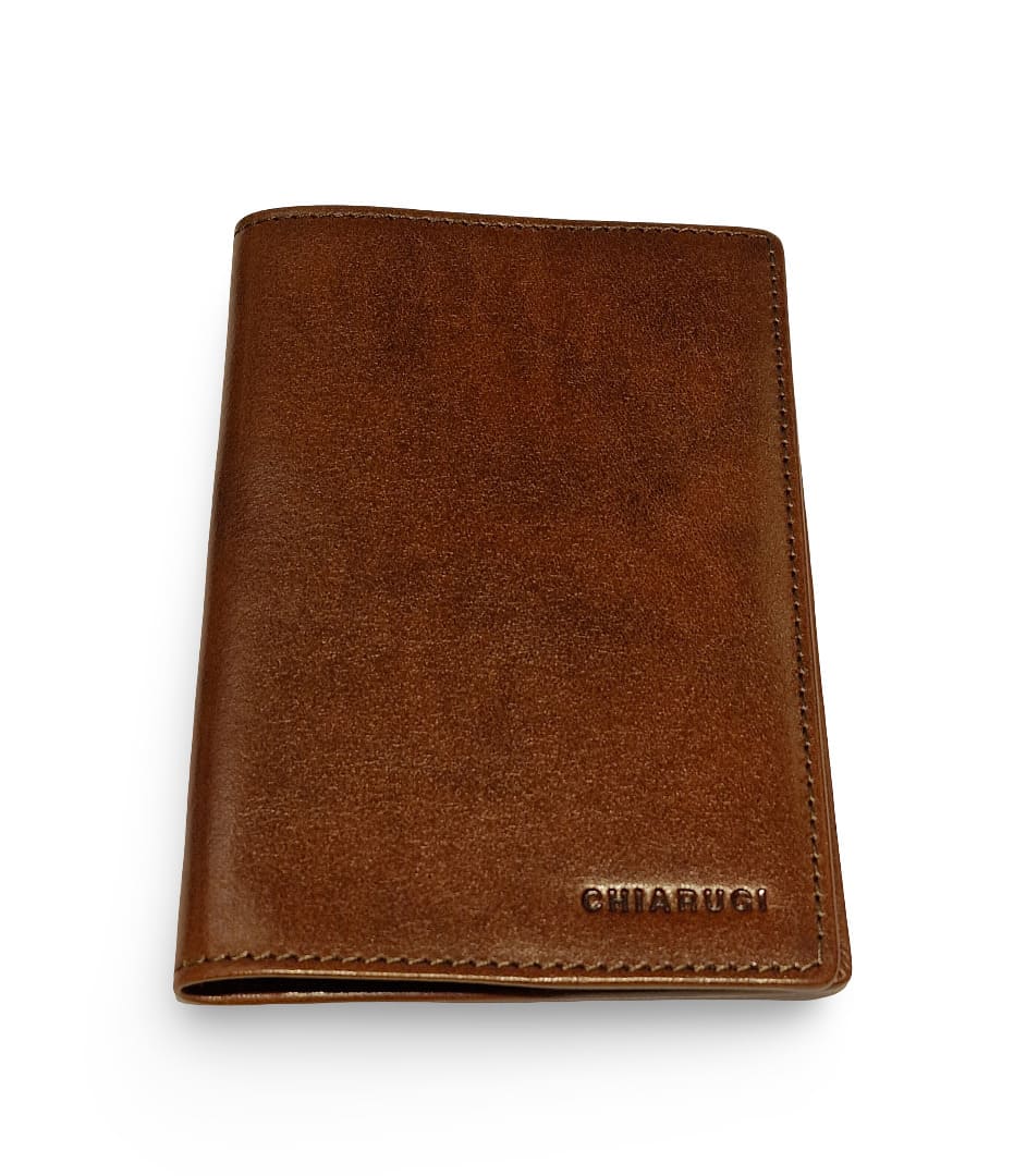 Chiarugi Porta Passaporto in Cuoio con 3 spazi porta Carte di Credito RFID